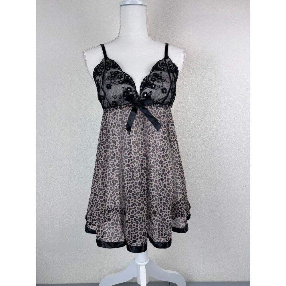Women's medium cheetah animal print Y2K fairy whimsygoth chemise lingerie